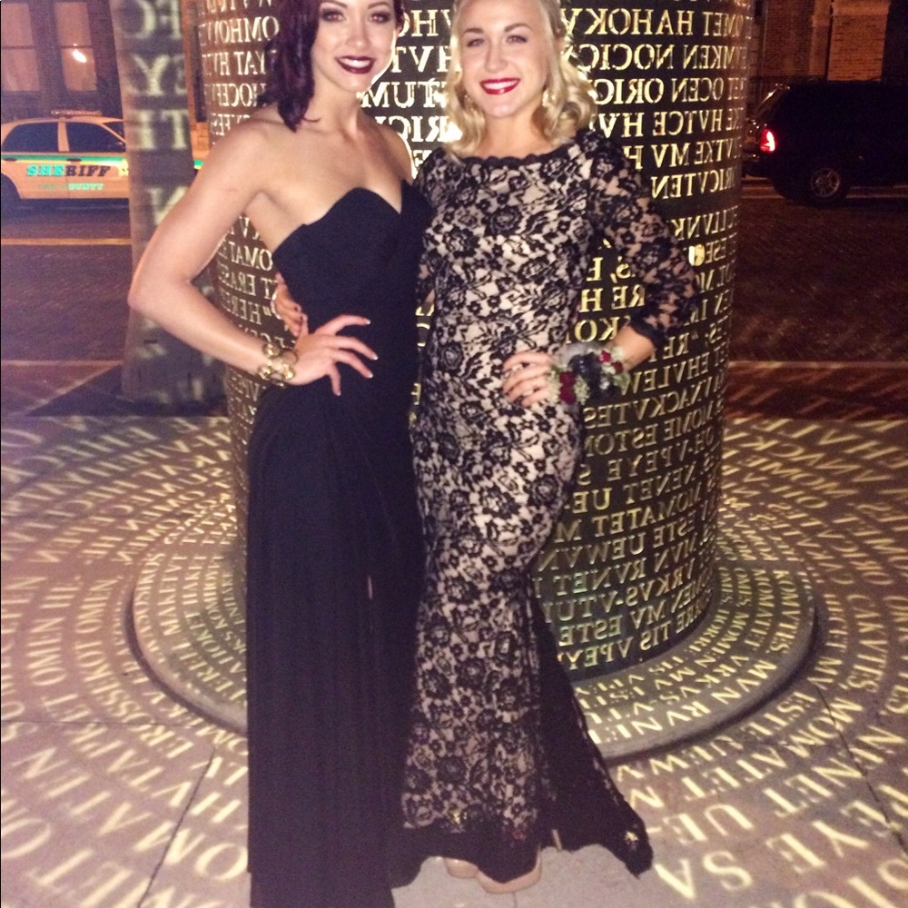 SOLD-Black lace prom dress